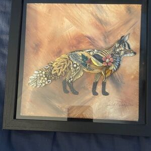 Decorative Fox Art with Black Frame mixed media
